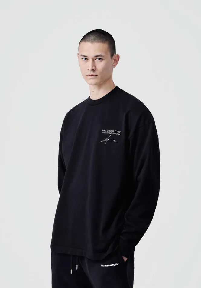 TShirts Men MKI MIYUKI ZOKU Mki Resort Print Longsleeve TShirt Black