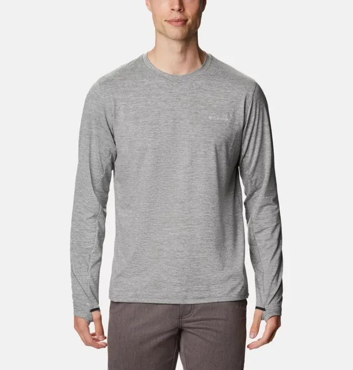 Tech Trail Long Sleeve Crew II Shirt City Grey Heather Mens Columbia Sportswear Long Sleeve