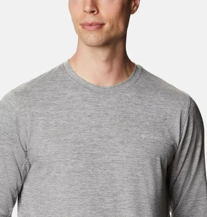 Tech Trail Long Sleeve Crew II Shirt City Grey Heather Mens Columbia Sportswear Long Sleeve Tech Trail Long Sleeve Crew II Shirt City Grey Heather Mens Columbia Sportswear Long Sleeve