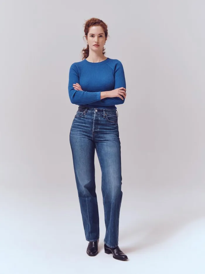 The Carla High Rise Straight Vintage Dark Indigo Women Alex Mill Denim