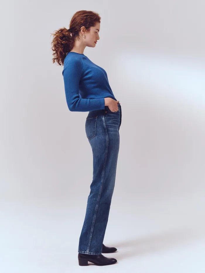The Carla High Rise Straight Vintage Dark Indigo Women Alex Mill Denim