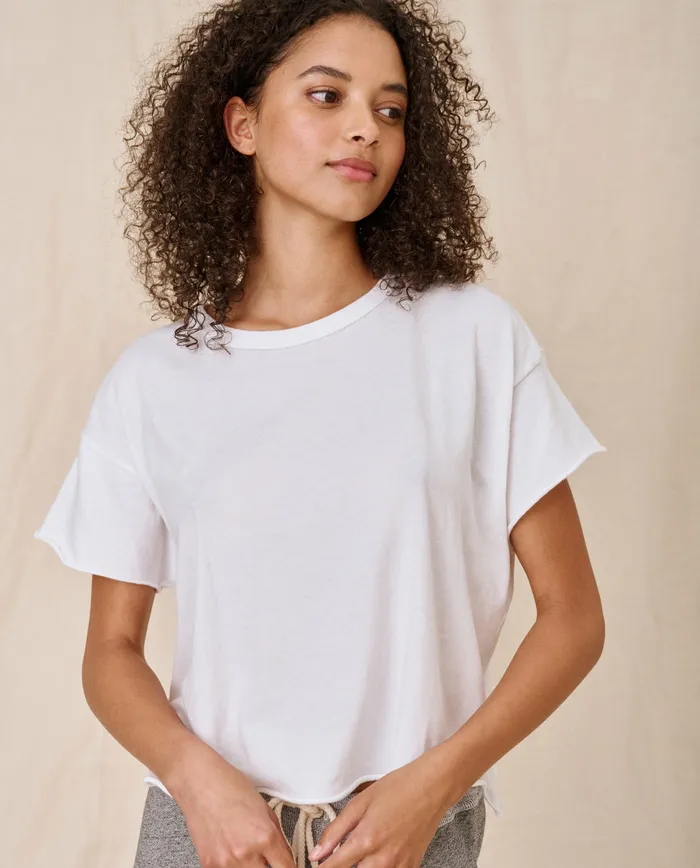 The Crop Tee Solid TRUE WHITE Tees The Great Women