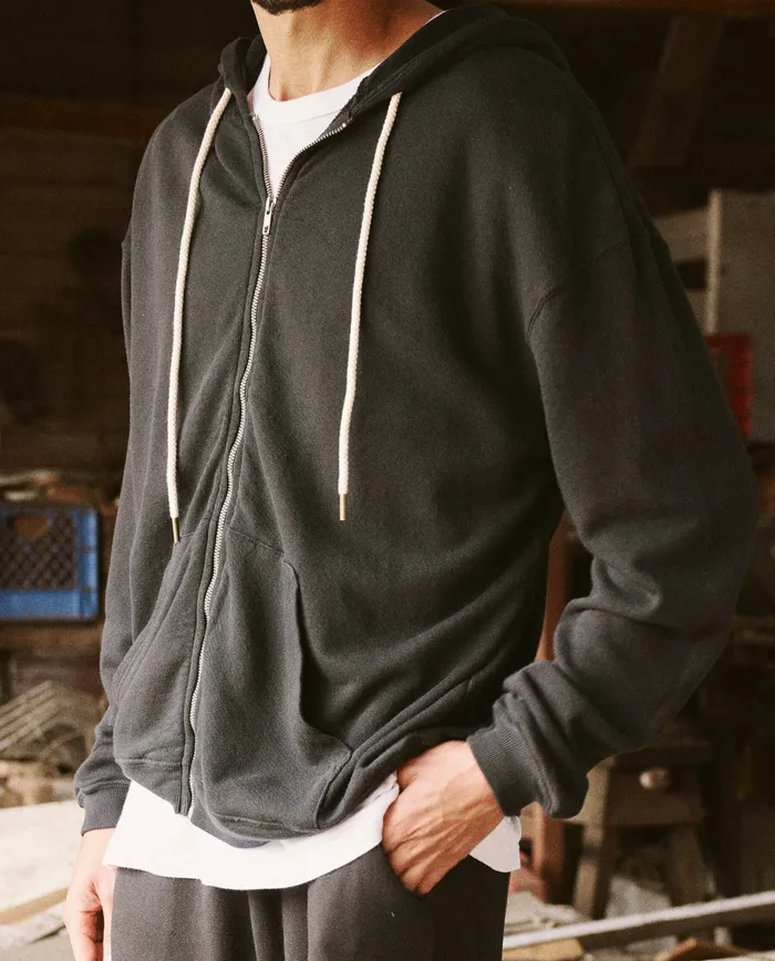 The Great Tees and Sweats Men The Men039s Zip Up Hoodie Almost Black