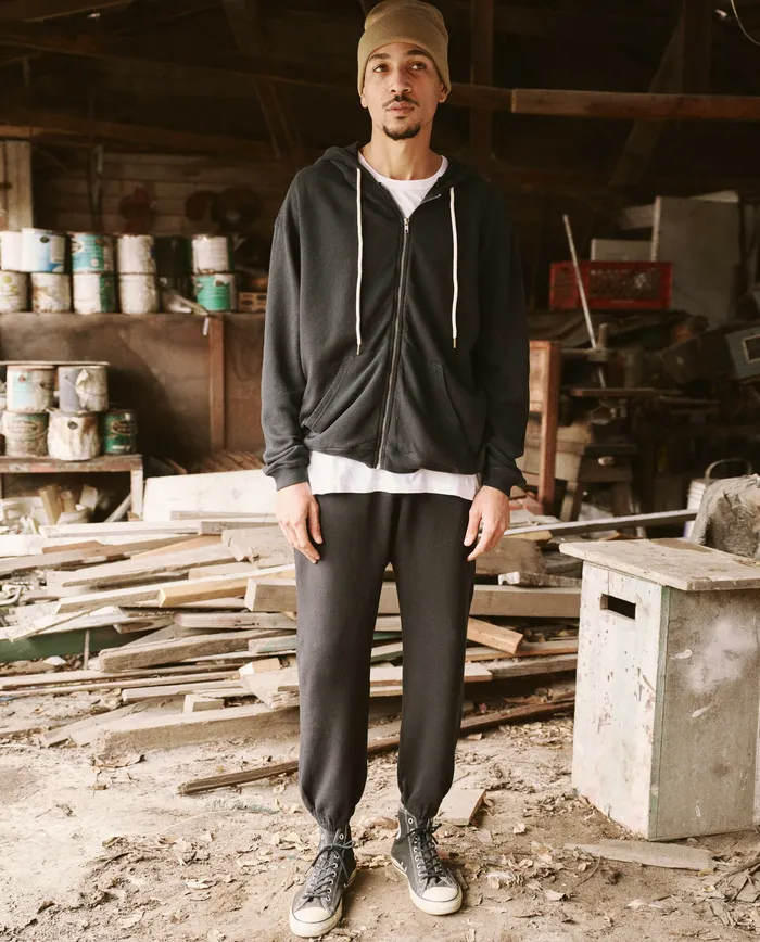 The Great Tees and Sweats Men The Men039s Zip Up Hoodie Almost Black