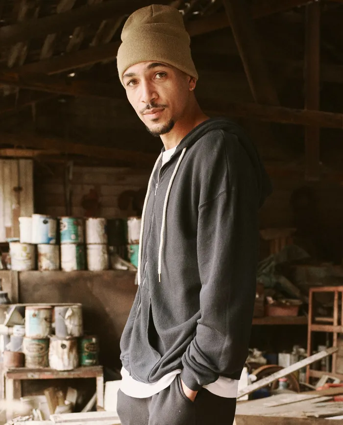 The Great Tees and Sweats Men The Men039s Zip Up Hoodie Almost Black