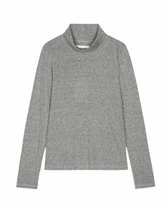 The Great The Turtleneck Heather Grey Women Long Sleeve Tees The Great The Turtleneck Heather Grey Women Long Sleeve Tees