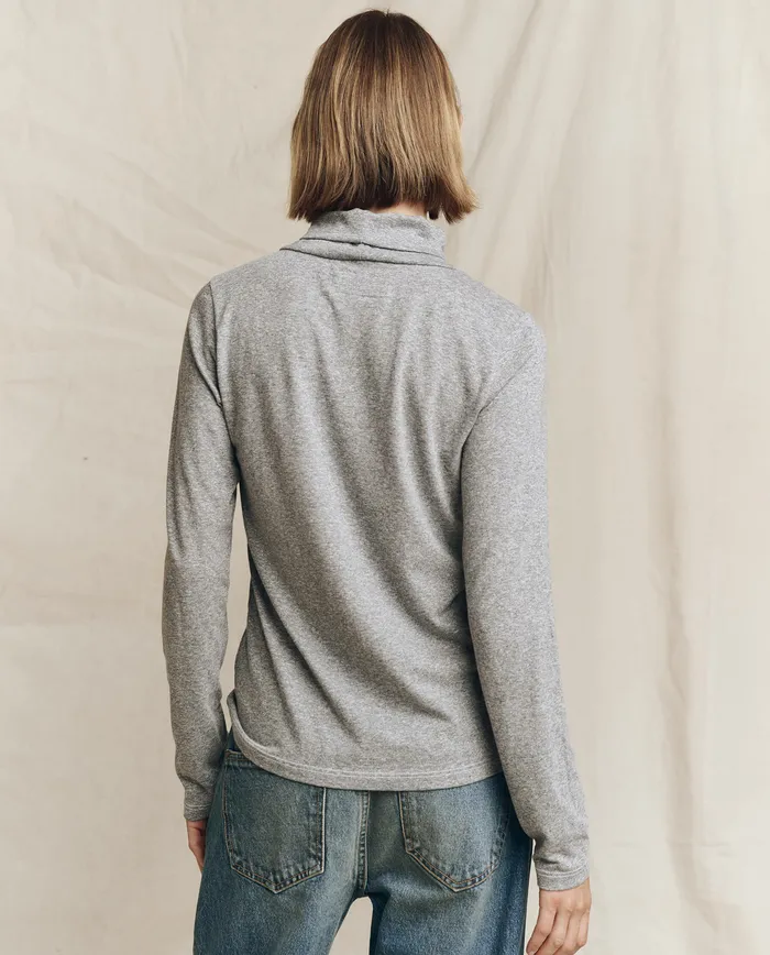 The Great The Turtleneck Heather Grey Women Long Sleeve Tees The Great The Turtleneck Heather Grey Women Long Sleeve Tees