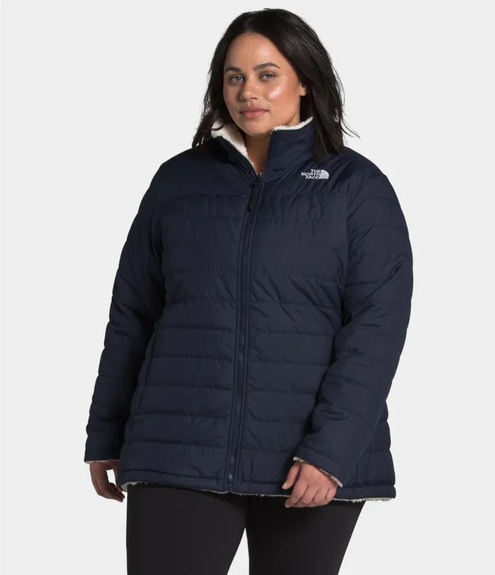 The North Face Insulated and Down Jackets Womens Plus Mossbud Insulated Reversible Jacket Aviator Navyvintage White