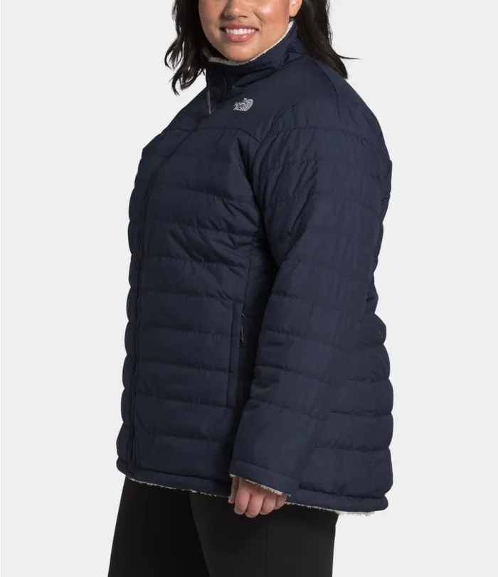 The North Face Insulated and Down Jackets Womens Plus Mossbud Insulated Reversible Jacket Aviator Navyvintage White