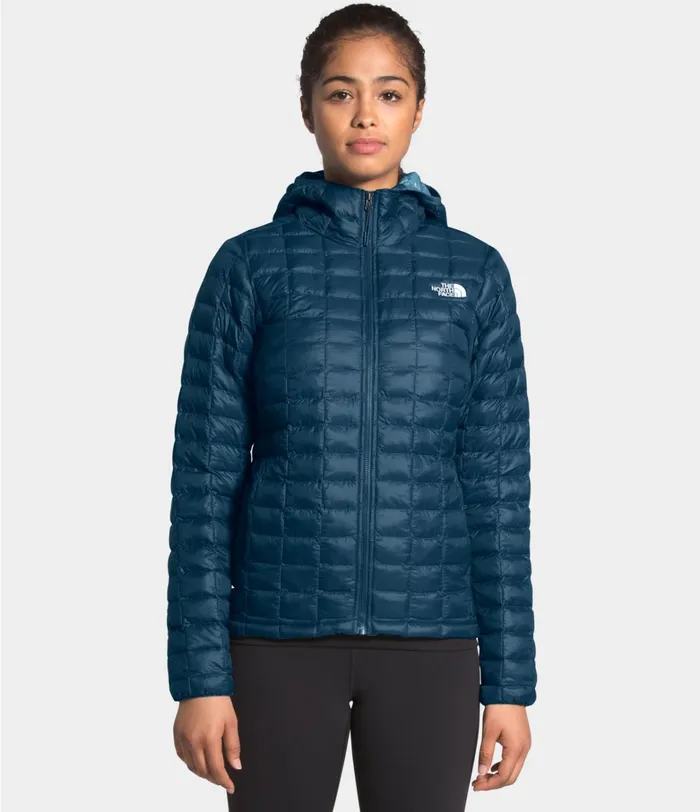 The North Face Insulated and Down Jackets Womens ThermoBall Eco Hoodie Blue Wing Teal Mattemallard Blue Vapor Ikat Print