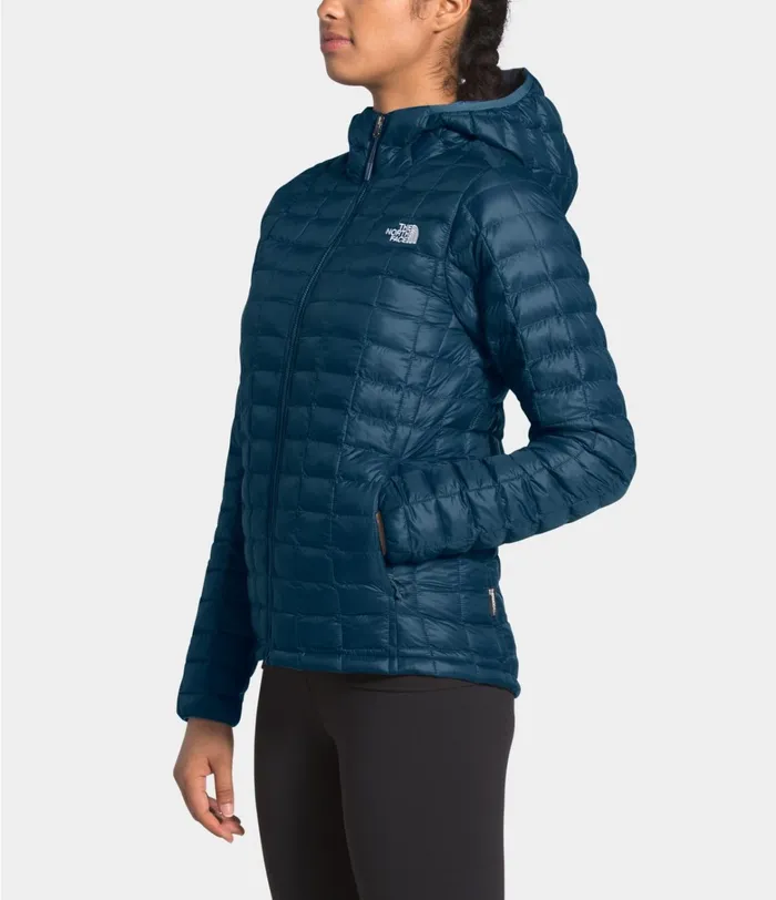 The North Face Insulated and Down Jackets Womens ThermoBall Eco Hoodie Blue Wing Teal Mattemallard Blue Vapor Ikat Print