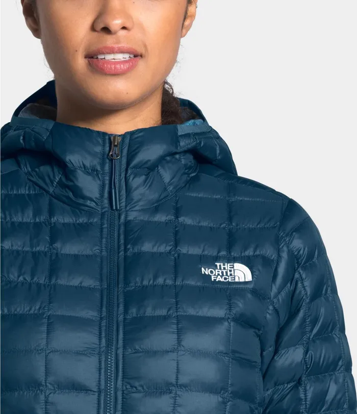 The North Face Insulated and Down Jackets Womens ThermoBall Eco Hoodie Blue Wing Teal Mattemallard Blue Vapor Ikat Print