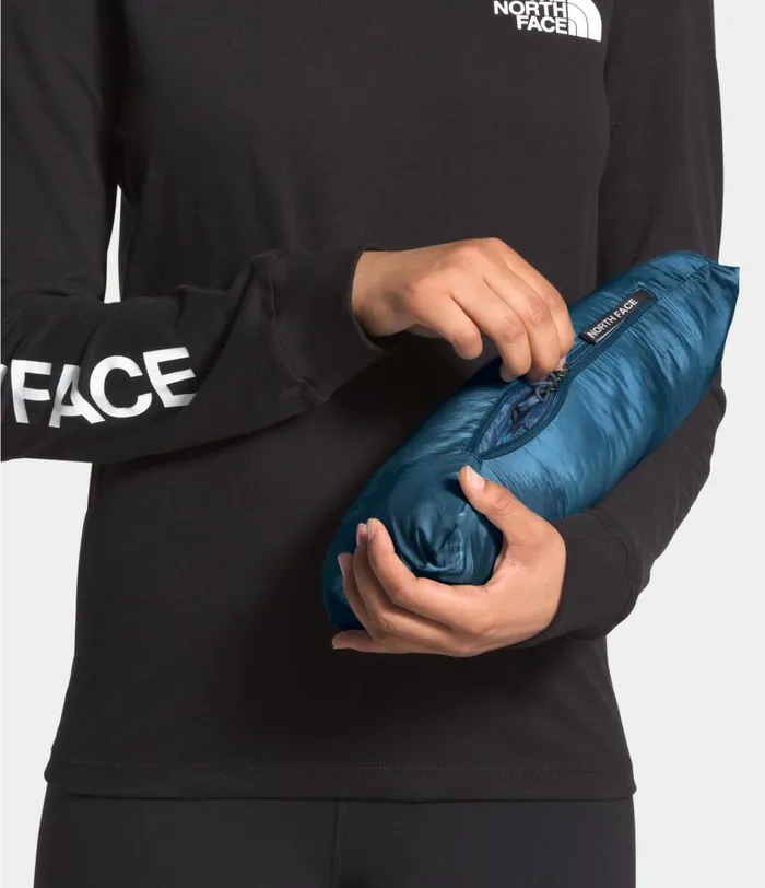 The North Face Insulated and Down Jackets Womens ThermoBall Eco Hoodie Blue Wing Teal Mattemallard Blue Vapor Ikat Print