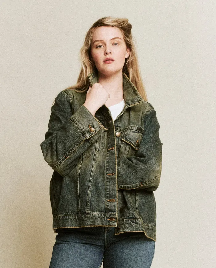 The Slouchy Jean Jacket Cargo Wash Women Jackets and Outerwear The Great