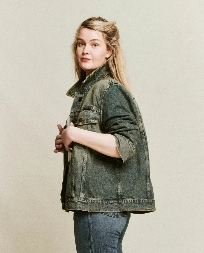 The Slouchy Jean Jacket Cargo Wash Women Jackets and Outerwear The Great