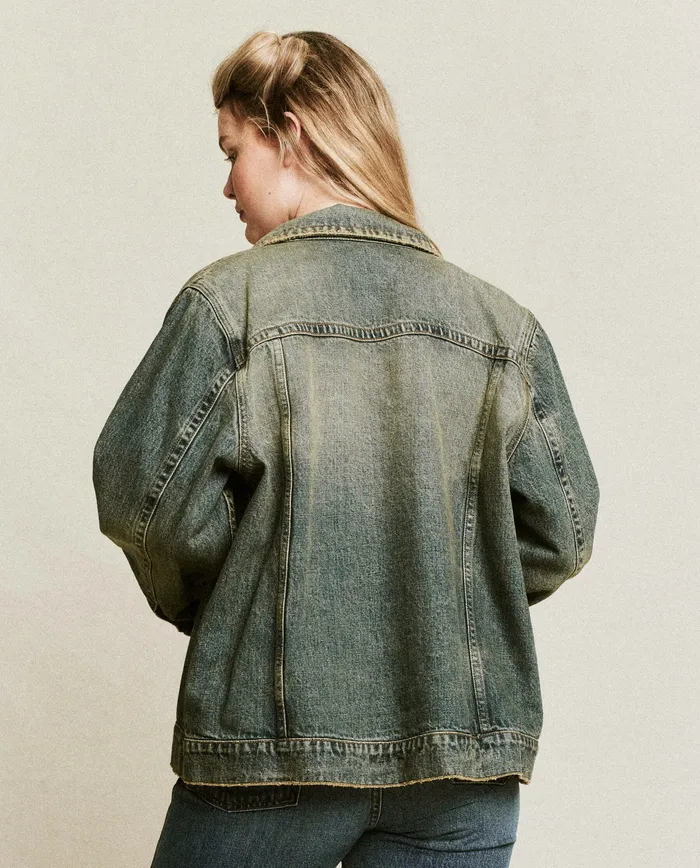 The Slouchy Jean Jacket Cargo Wash Women Jackets and Outerwear The Great