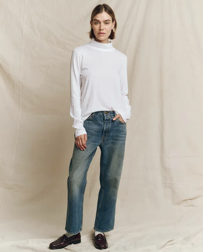 The Turtleneck True White Long Sleeve Tees The Great Women The Turtleneck True White Long Sleeve Tees The Great Women