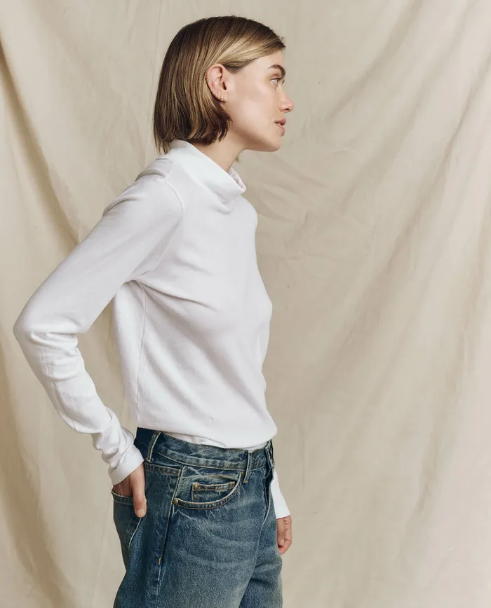 The Turtleneck True White Long Sleeve Tees The Great Women The Turtleneck True White Long Sleeve Tees The Great Women