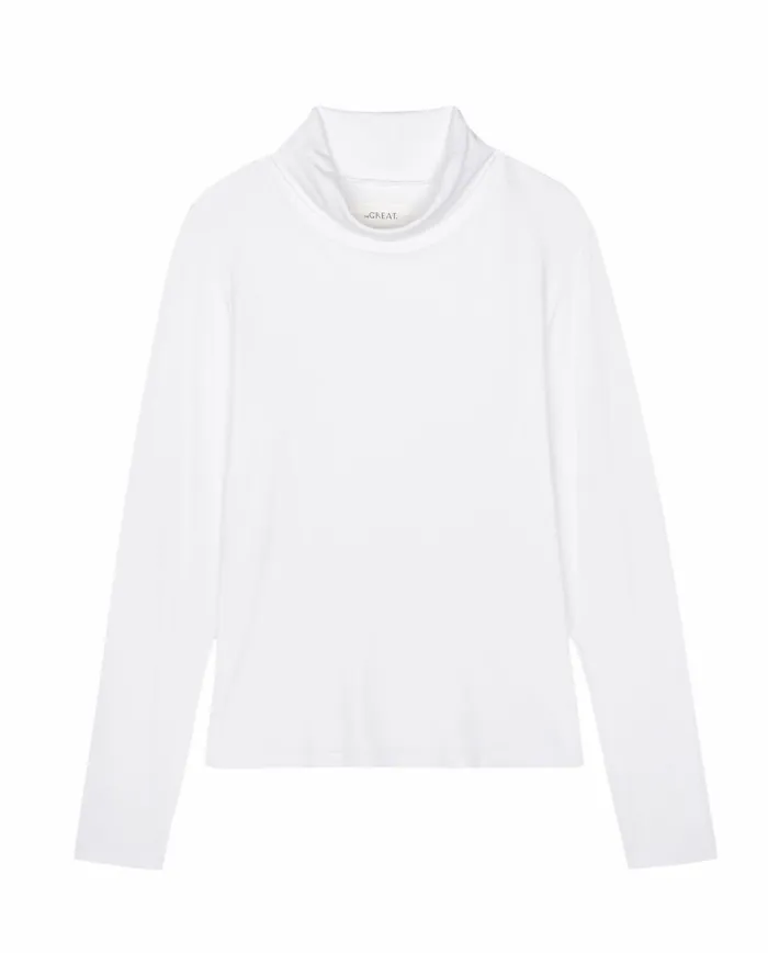 The Turtleneck True White Long Sleeve Tees The Great Women The Turtleneck True White Long Sleeve Tees The Great Women
