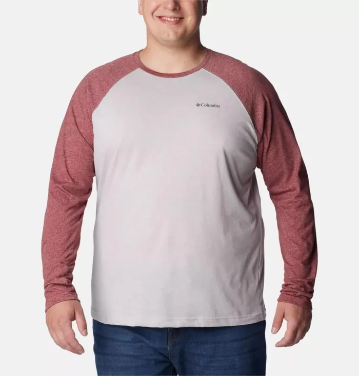 Thistletown Hills Raglan Shirt 8211 Big Colm Grey Heather Red Jasper Heather Mens Columbia Sportswear Long Sleeve Thistletown Hills Raglan Shirt 8211 Big Colm Grey Heather Red Jasper Heather Mens Columbia Sportswear Long Sleeve