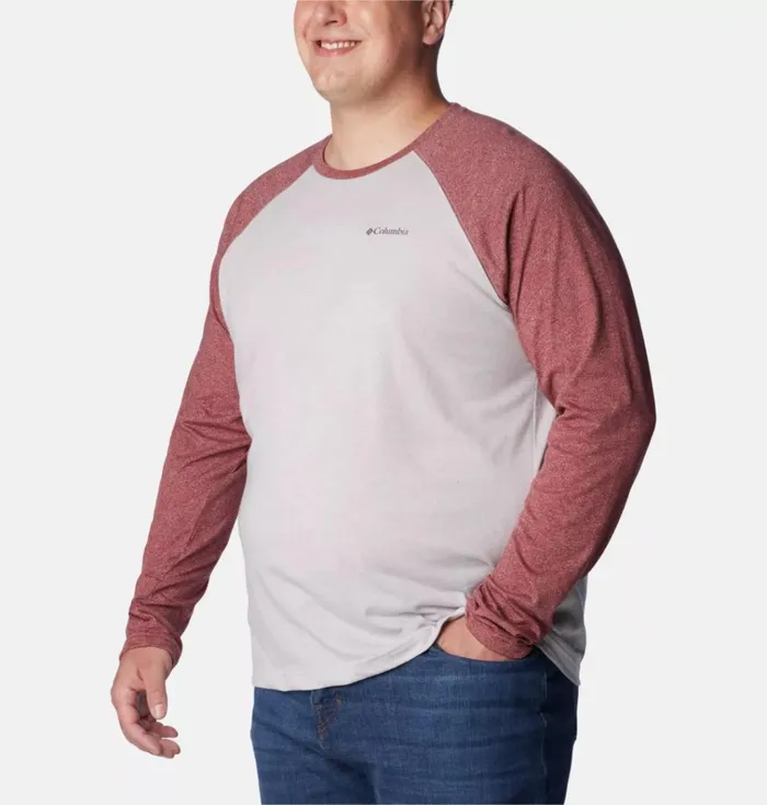 Thistletown Hills Raglan Shirt 8211 Big Colm Grey Heather Red Jasper Heather Mens Columbia Sportswear Long Sleeve