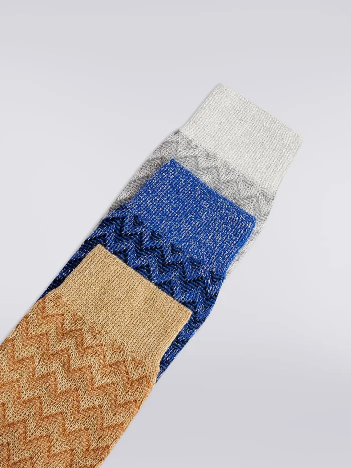 ThreePiece Set Of Zigzag Cotton Blend Socks With Lurex Multicoloured Women Missoni Socks ThreePiece Set Of Zigzag Cotton Blend Socks With Lurex Multicoloured Women Missoni Socks