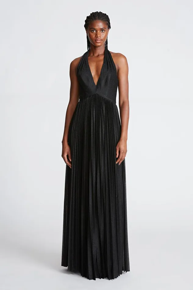Tiffany Gown In Shimmer Jersey Black Women Halston Gowns