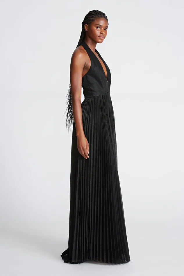 Tiffany Gown In Shimmer Jersey Black Women Halston Gowns