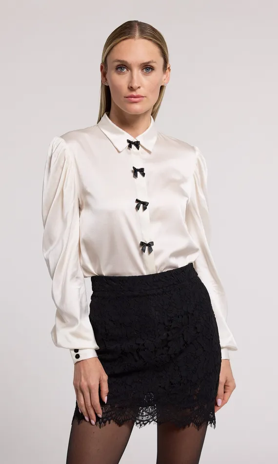 Tops Women Arly Bow Blouse WhiteBlack Generation Love Clothing