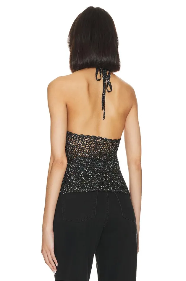 Tops Women Lovers and Friends Arian Halter Tie Top Black