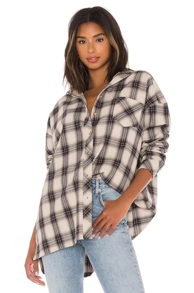 Tops Women Lovers and Friends Gela Oversized Top Nude Plaid
