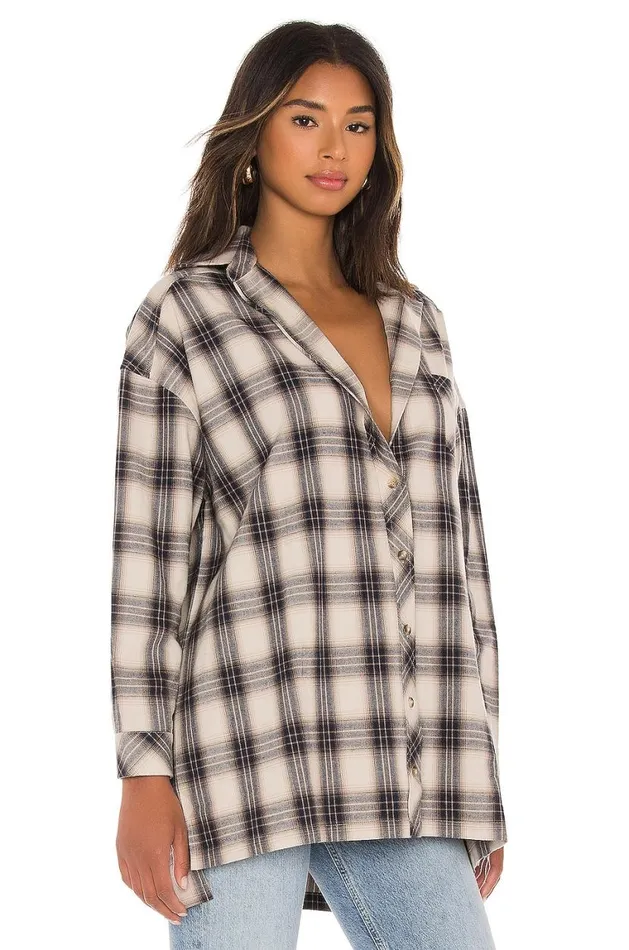 Tops Women Lovers and Friends Gela Oversized Top Nude Plaid