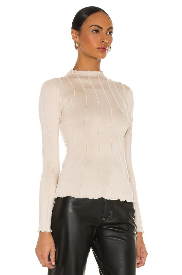 Tops Women Lovers and Friends Seamed Long Sleeve Top Beige