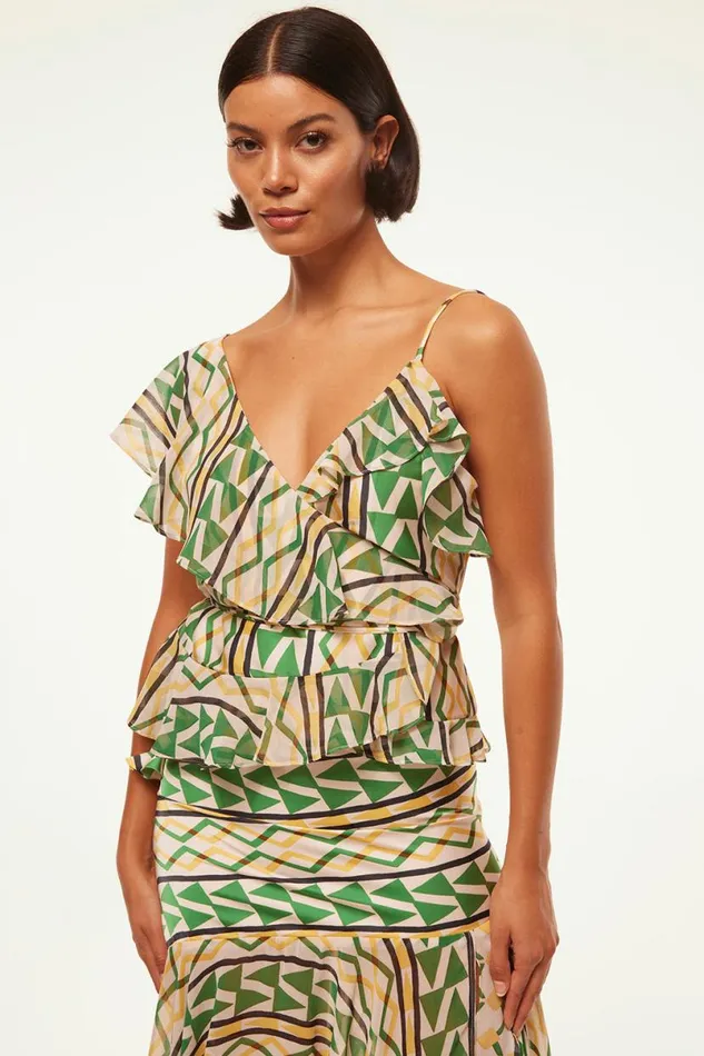 Tops Women MISA Los Angeles AGATA TOP Limoncello Geo Mix