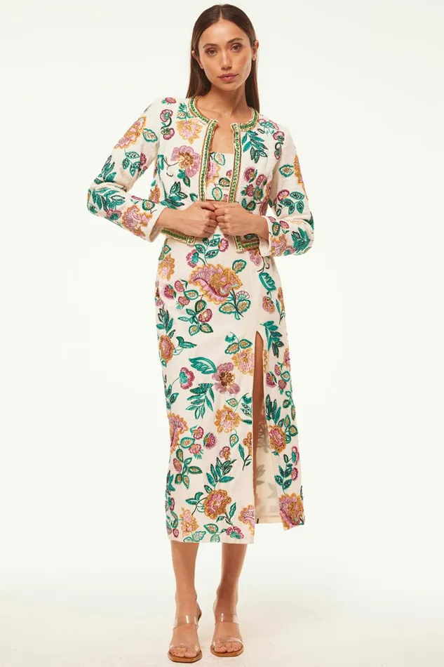 Tops Women MISA Los Angeles SALIMA JACKET Malika Paisley Floral Embroidery