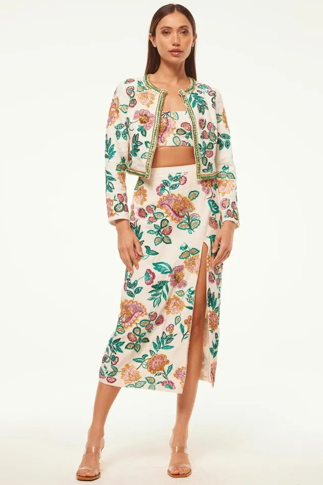 Tops Women MISA Los Angeles SALIMA JACKET Malika Paisley Floral Embroidery