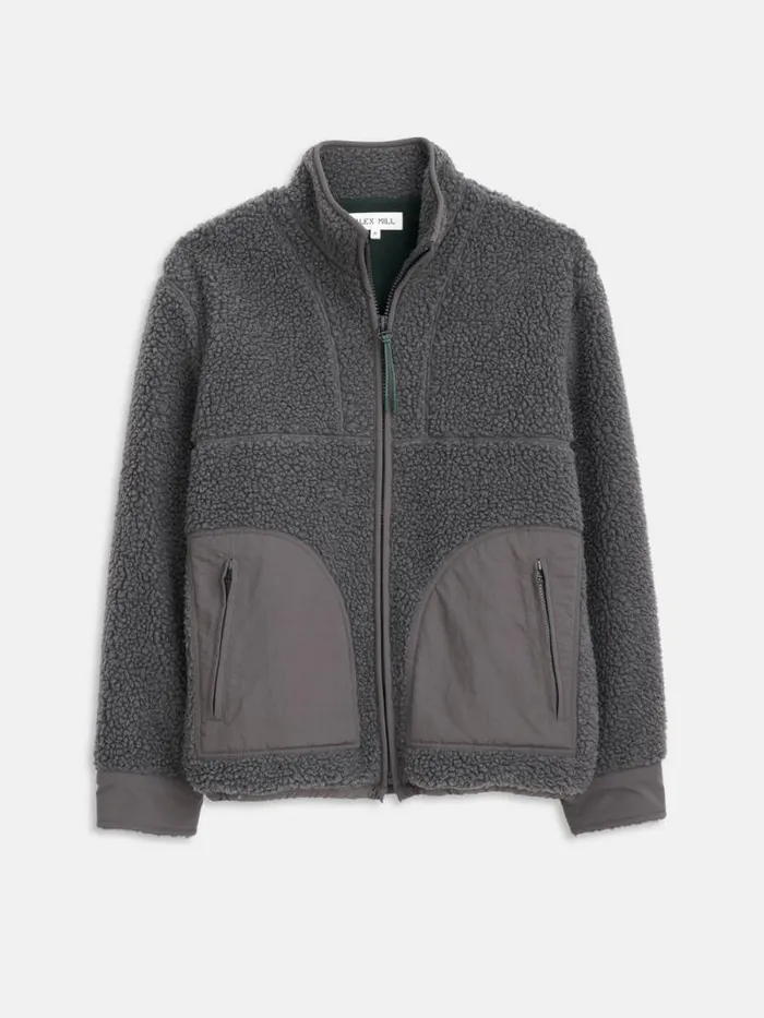 Vinny Sherpa Jacket Charcoal Men Alex Mill Jackets Coats