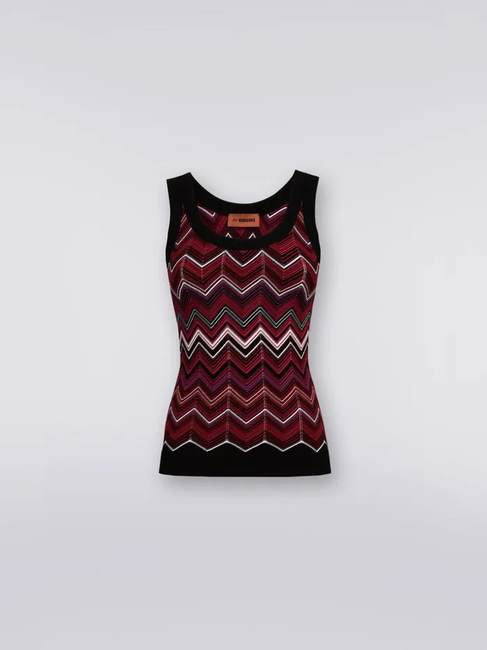 Viscose Blend Chevron Tank Top Multicoloured Women Missoni Tshirts And Tops