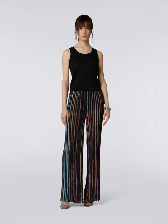 Viscose Blend Tank Top With ToneOnTone Chevron And Lam Black Women Missoni Tshirts And Tops