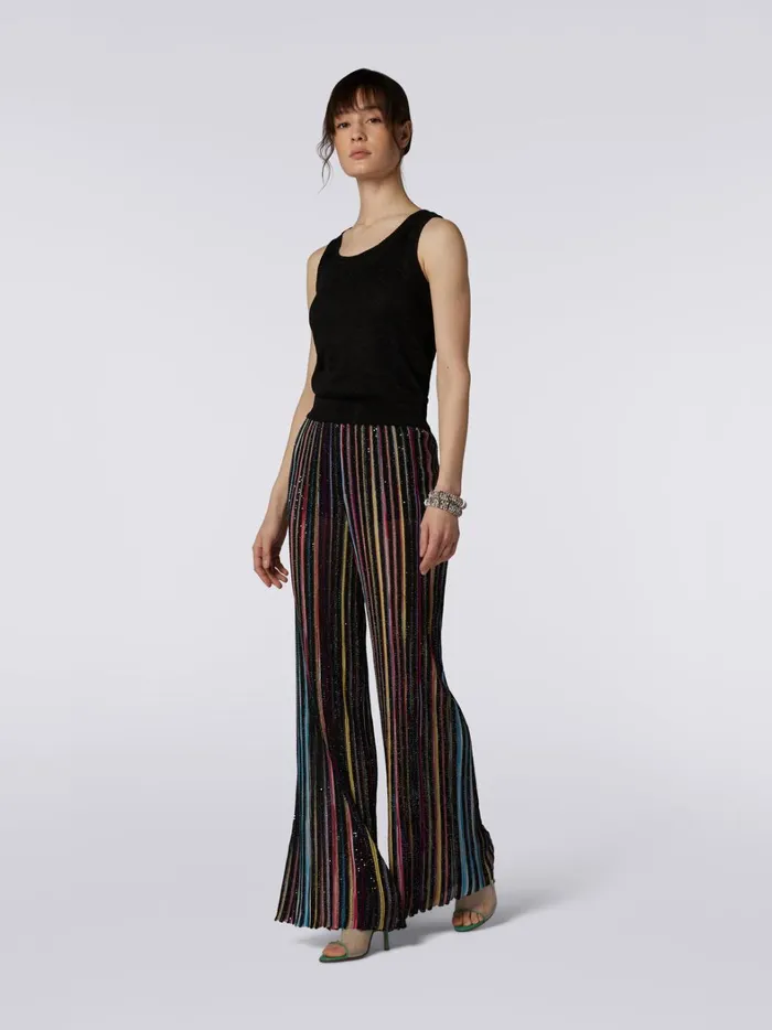Viscose Blend Tank Top With ToneOnTone Chevron And Lam Black Women Missoni Tshirts And Tops