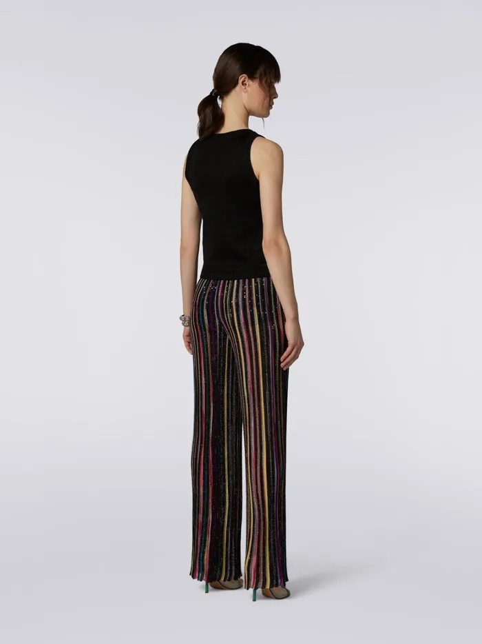 Viscose Blend Tank Top With ToneOnTone Chevron And Lam Black Women Missoni Tshirts And Tops