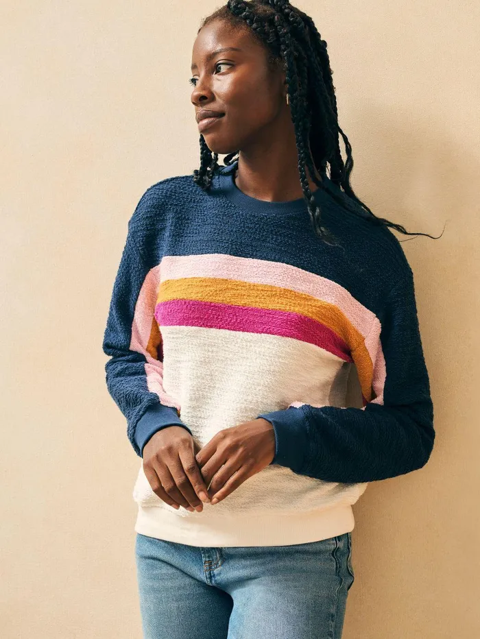 Vista Stripe Pullover 8211 Twilight Vista Twilight Vista Women Faherty Pajamas and Lounge