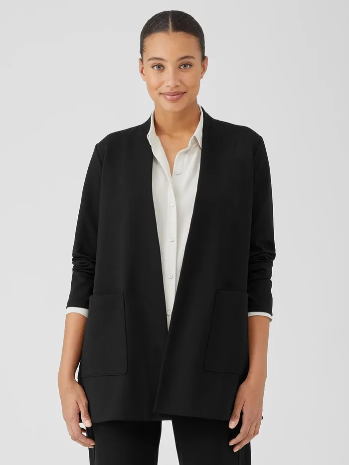 Washable Flex Ponte High Collar Jacket Black Women Eileen Fisher Jackets Coats and Vests