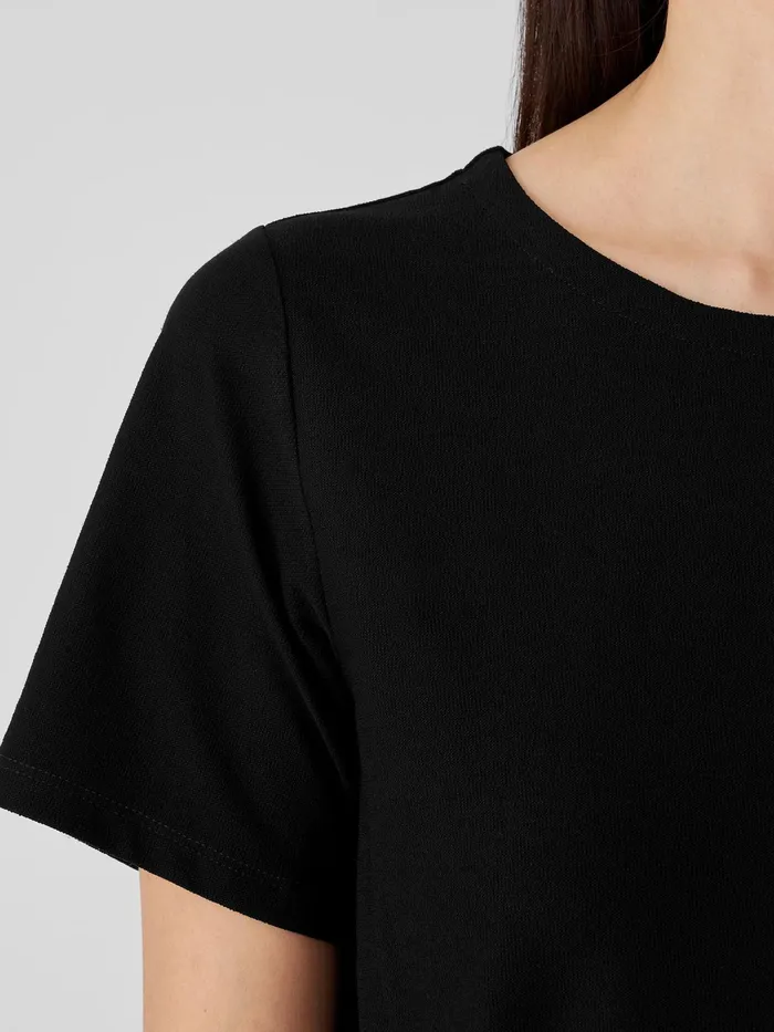 Washable Stretch Crepe Jewel Neck Dress Black Women Eileen Fisher Dresses and Skirts