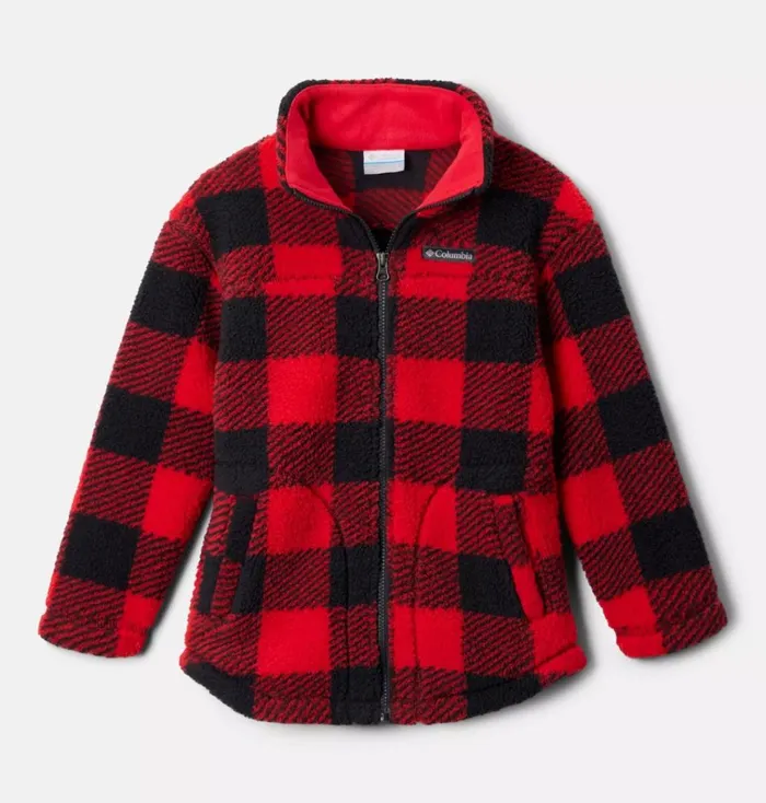 West Bend Full Zip Fleece Jacket Red Lily Check Kids Columbia Sportswear Fleece