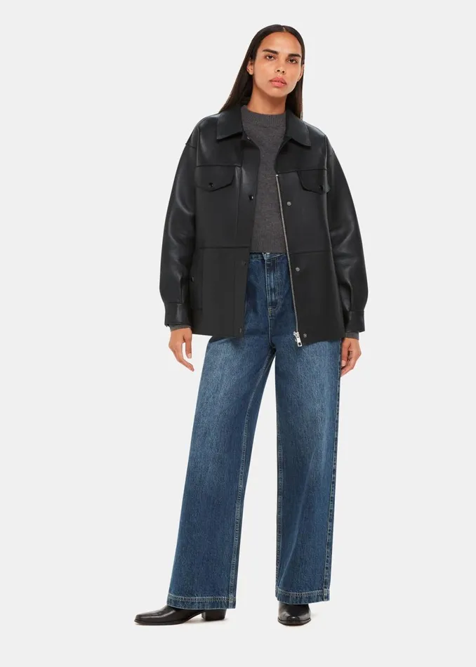 Whistles Coats and Jackets Black Clean Bonded Leather Jacket 8211 Women