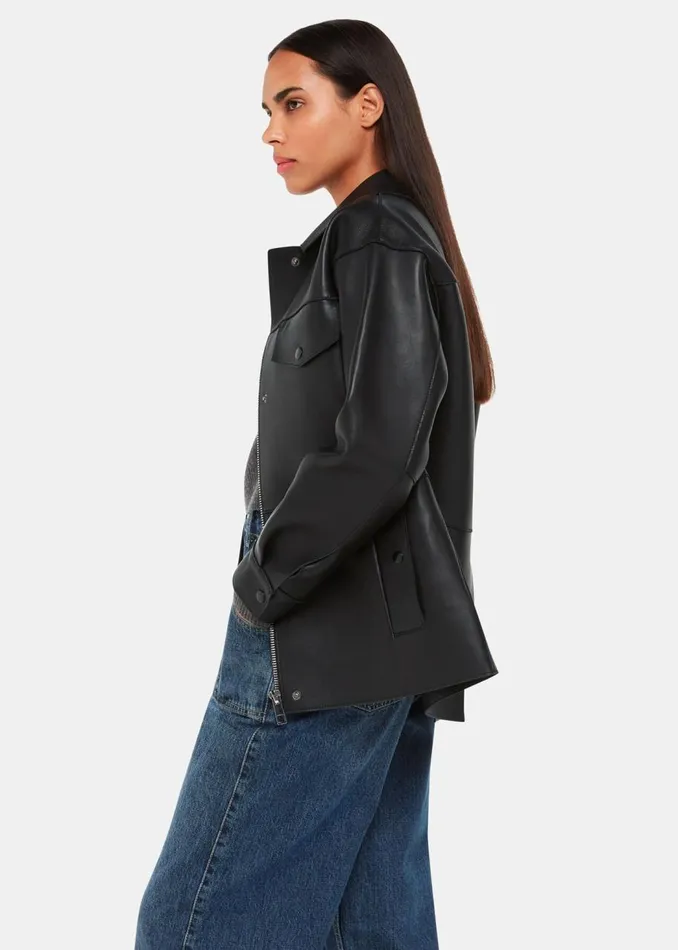 Whistles Coats and Jackets Black Clean Bonded Leather Jacket 8211 Women