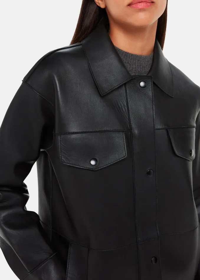 Whistles Coats and Jackets Black Clean Bonded Leather Jacket 8211 Women