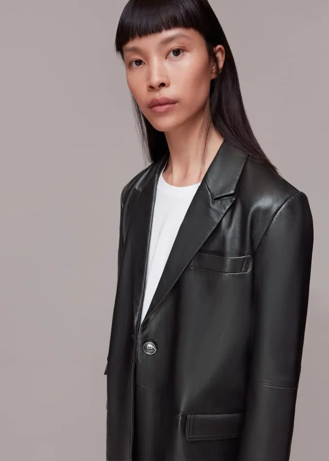 Whistles Coats and Jackets Black Stina Leather Blazer 8211 Women