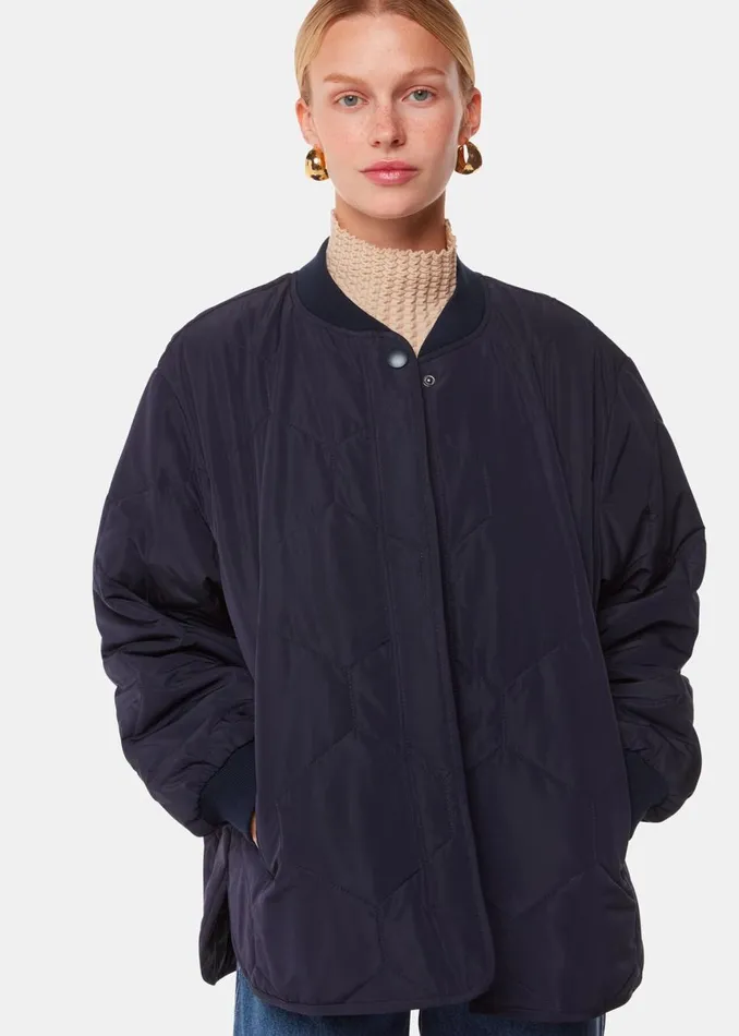 Whistles Coats and Jackets Navy Ida Short Quilted Coat 8211 Women